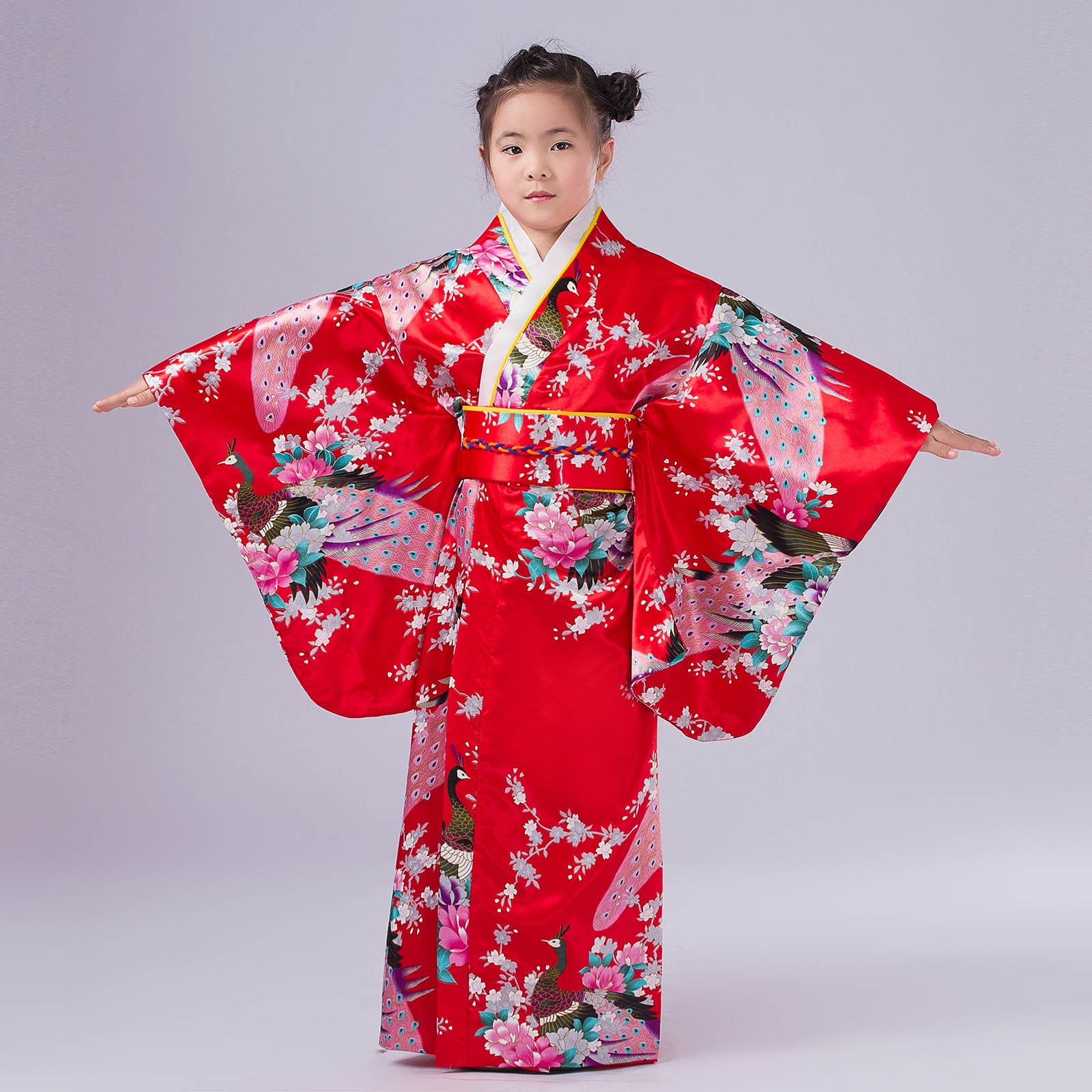 Gotyou Girl's Kimono Toddler Kids Floral Japanese Traditional Costume