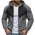 thumbnail image 2 of pstuiky camisas de manga larga para hombre, Chaqueta tipo cárdigan con capucha y cremallera de manga larga con empalmes de color liso para hombre salir tops l, 2 of 8