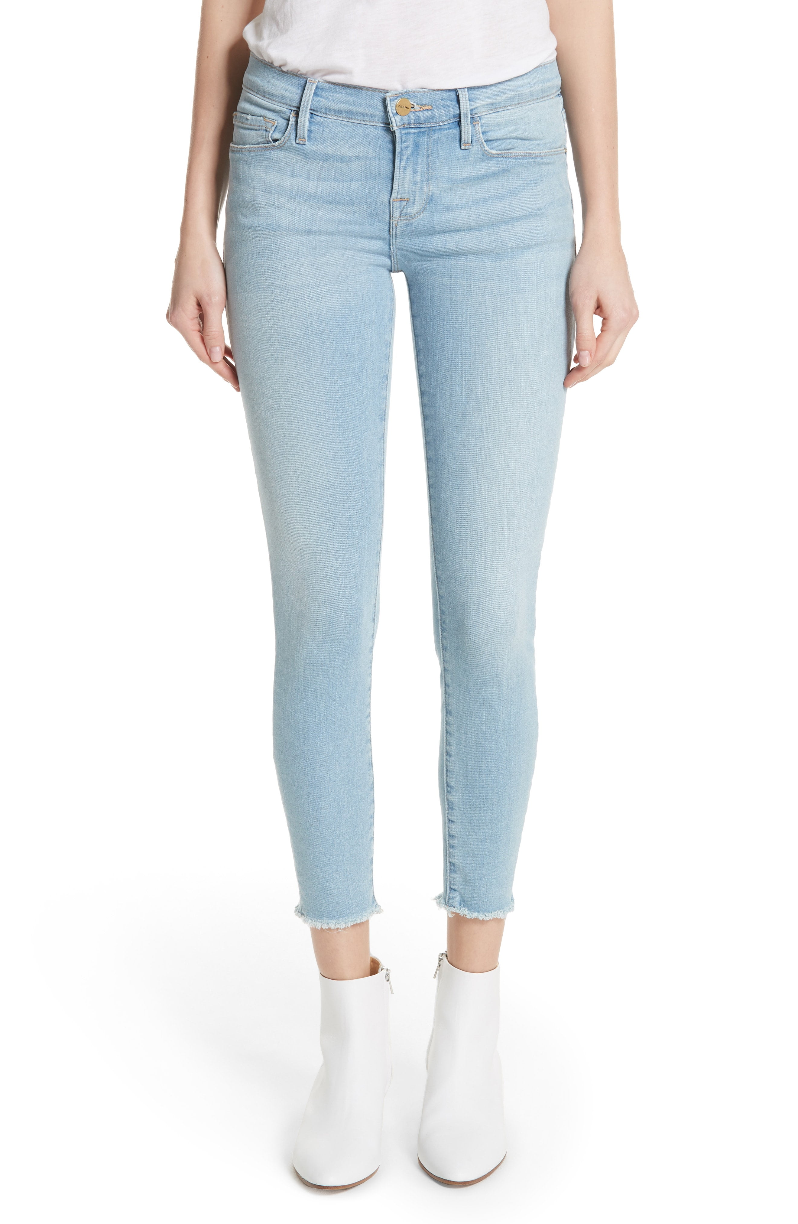 womens frayed hem skinny jeans
