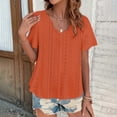 thumbnail image 5 of Outfmvch short sleeve shirts for women plain t shirts for women athletic shirts women golf shirts for women casual tops for women Scallops Tops Comfortable Breathable Short Sleeved T Shirt Orange 4XL, 5 of 6
