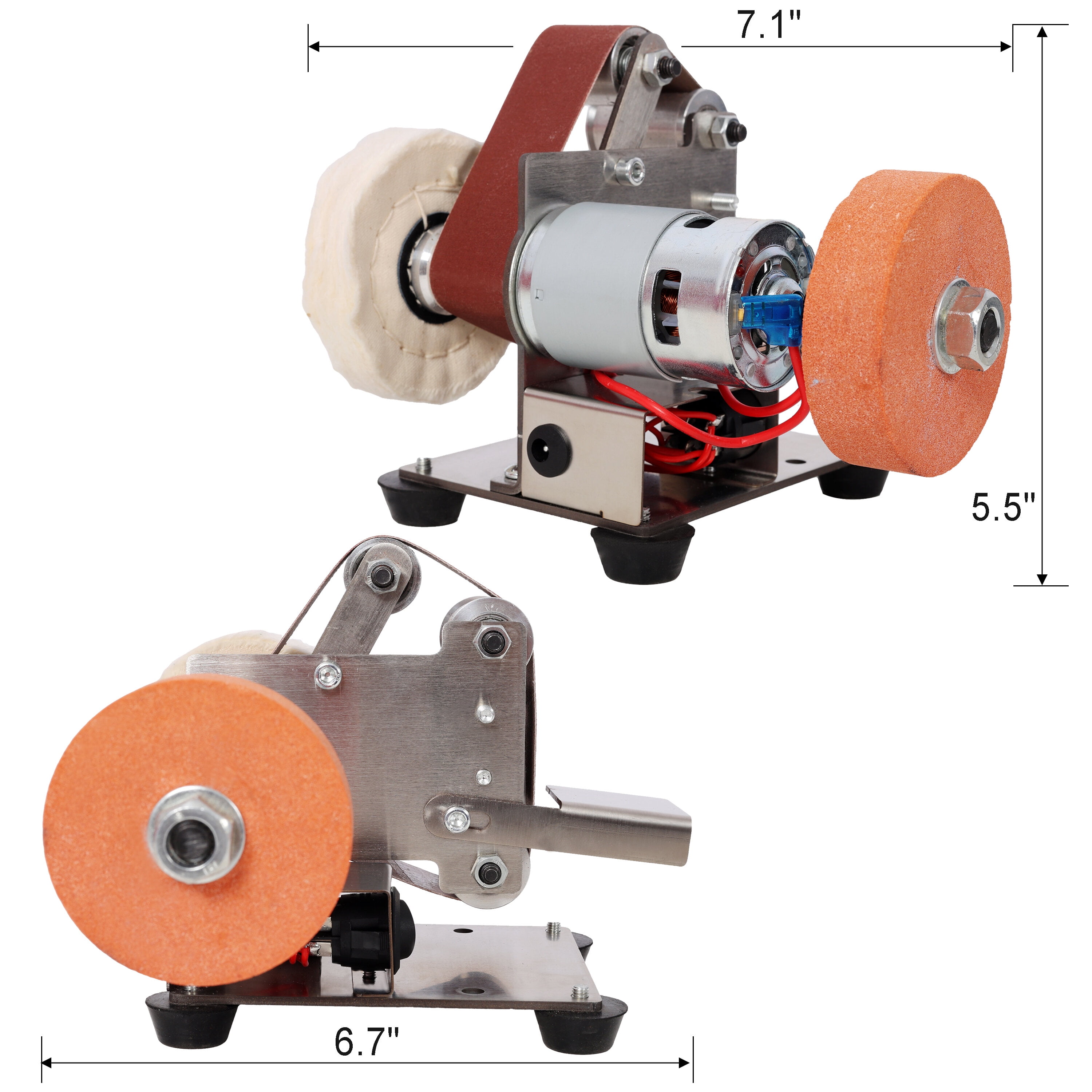 Mini Electric Belt-Sander Knife-Sharpener Sanding Machine 96W, Small Bench Grinder Kit 7 Speed Adjustable Power Polisher DIY Polishing Grinding Tool, Handcraft Jewelry,Power Drills