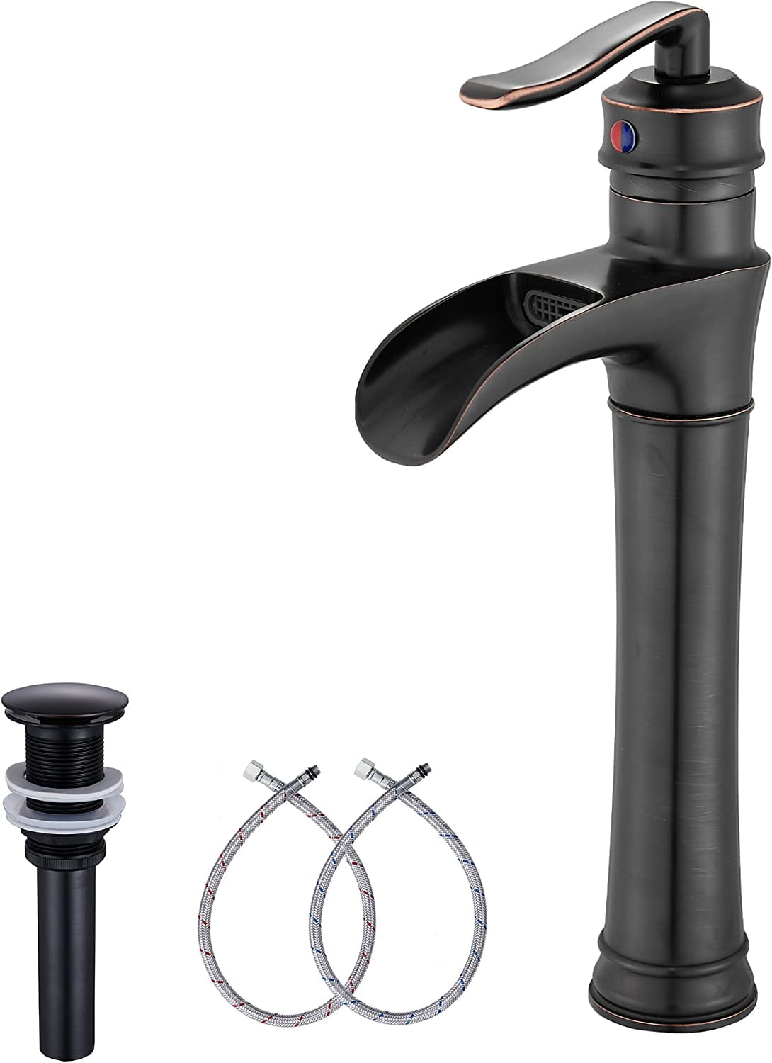 GGStudy Waterfall Single Handle One Hole Bathroom Vessel Sink Faucet