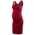 thumbnail image 2 of Sexy Dance Robes d'Allaitement pour Femmes Longueur Genou Robe d'Allaitement Plissée Robe Débardeur Confortable Robe de Maternité Sans Manches Robe de Grossesse Bordeaux L, 2 of 3
