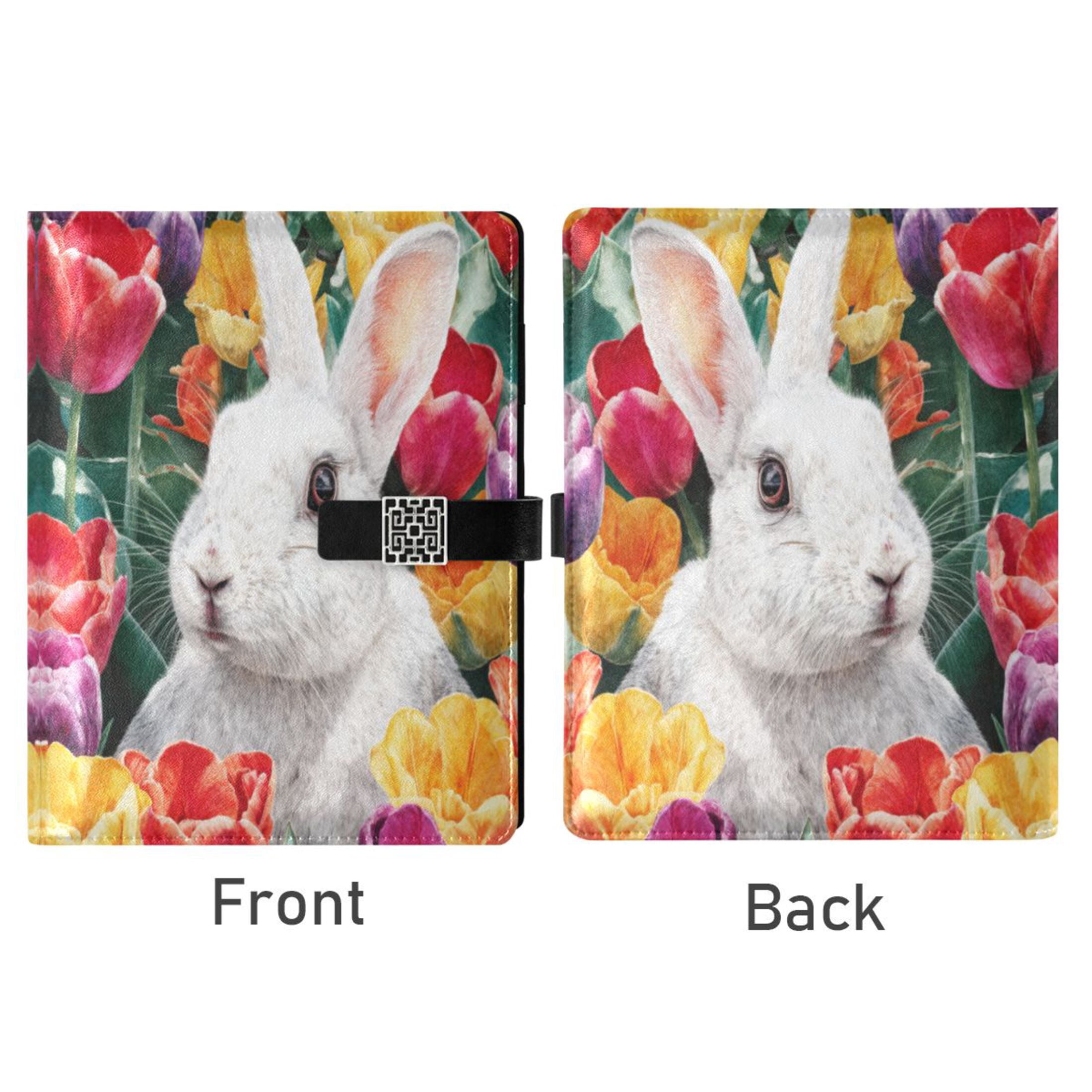 Leather Planner Leather Notebook Notebook Journal Binder Design Pen Pocket Design Convenient for Storage Bunny Watercolor White