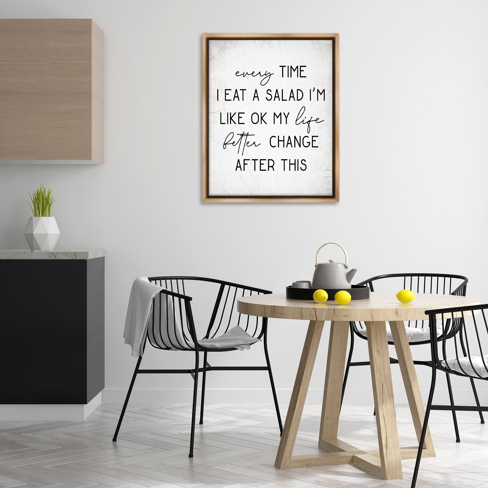 Stupell Industries Every Time I Eat Salad Food & Beverage Painting Brown Floater Framed Art Print Wall Art, 25 x 31