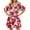 Red, variant on Short Sleeve Women Floral Print Loose Fit Lapel V-neck Casual Mini Dress