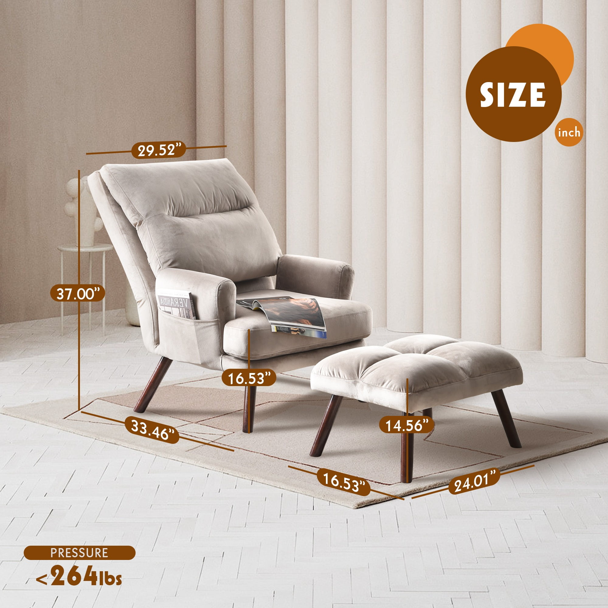 Ovios Living Room Chair with Ottoman Modern Accent Chair with