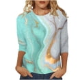 thumbnail image 1 of TSADFHJI Hauts de Noël Élégants pour Femmes, Mode Décontractée, Motif à Changement Progressif, T-Shirt Col Rond Confortable, Manches Sept Points, TTG Vert Menthe, 1 of 4