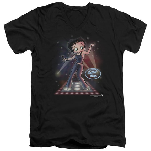 Betty Boop Pop Star S/S Adult V-Neck T-Shirt Black