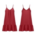 thumbnail image 4 of XiYing Robes pour Femmes, Robe d'Été en Lin à Bretelles Spaghetti pour Femmes, Sans Manches Ajustable, Ourlet à Volants, Plage, Vacances, Décontractée, Coupe Ample, S-TTG, 4 of 9