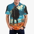 thumbnail image 2 of Cauagu Lone Cowboy Desert Scene Print Men's Polo Shirts, Short-Sleeve Polo Shirts for Men Performance Golf Shirt Athletic Casual Collared T-Shirt-Large, 2 of 8