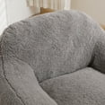 thumbnail image 5 of Bean Bag Chair, Comfy Bean Bag Sofa for Adults, Stuffed Floor Sofa with Supportive Backrest & Armrests, Modern Faux Fur Accent Chair for Living Room & Bedroom, Light Gray, 5 of 11