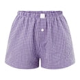 thumbnail image 4 of WAYUTE Shorts for Women Plaid Print with Button Front Stretchy Lightweight Elastic Waist Shorts Casual Soft Comfort Summer Outdoor, 4 of 4