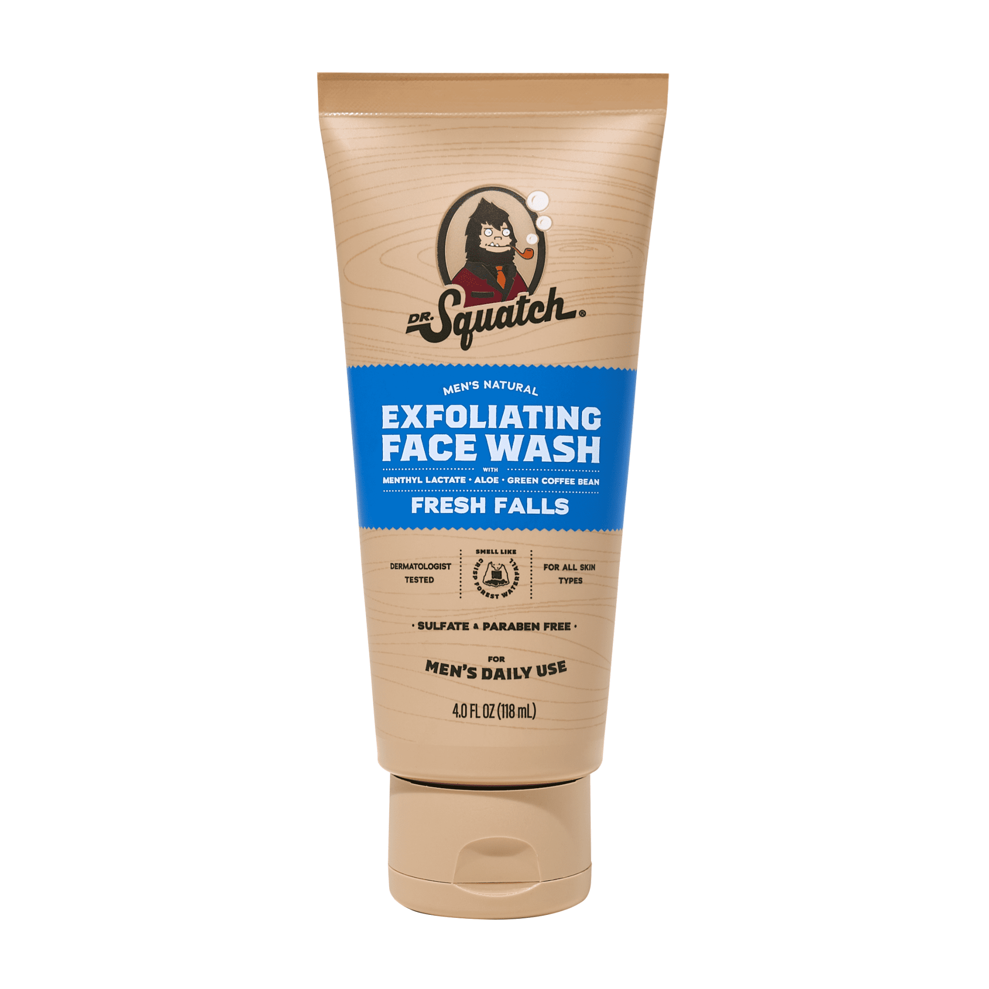 Dr. Squatch Mens Natural Exfoliating Face Wash, Paraben & Sulfate Free Face Wash for Men, Fresh Falls, 4 fl Oz"