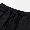 thumbnail image 5 of Men's Cotton Linen Shorts Elastic Waist Drawstring Shorts with Pockets Flat Front Linen Shorts Cotton Linen Casual Summer Beach Vacation Daily Wear Outfit,Black 4XL, 5 of 5