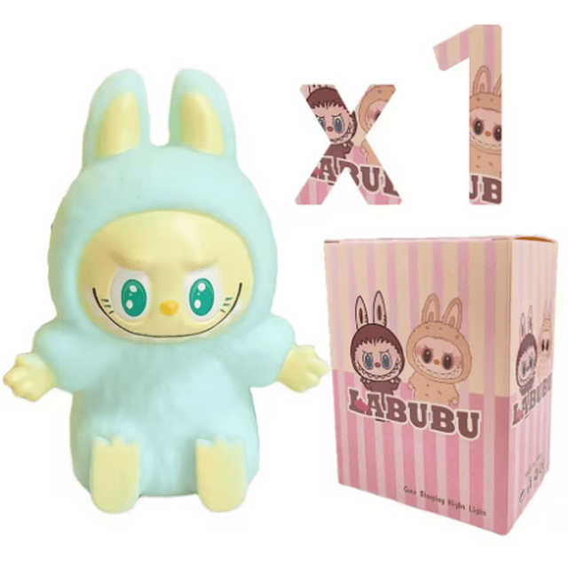 Nuevo 2025 【ue】 labubu luz nocturna de dibujos animados lindo juguete para niños regalo diy coche de resina labubu modelo suave brillo compañero de cabecera para dormir