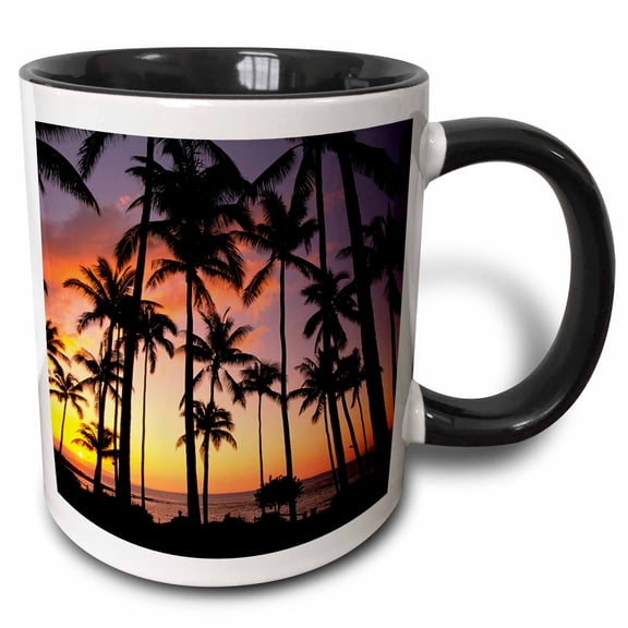 3drose, Sunset Kapalua Maui Hawai - Us12 Dpb1127 - Douglas Peebles, 15oz Two-tone Black Mug