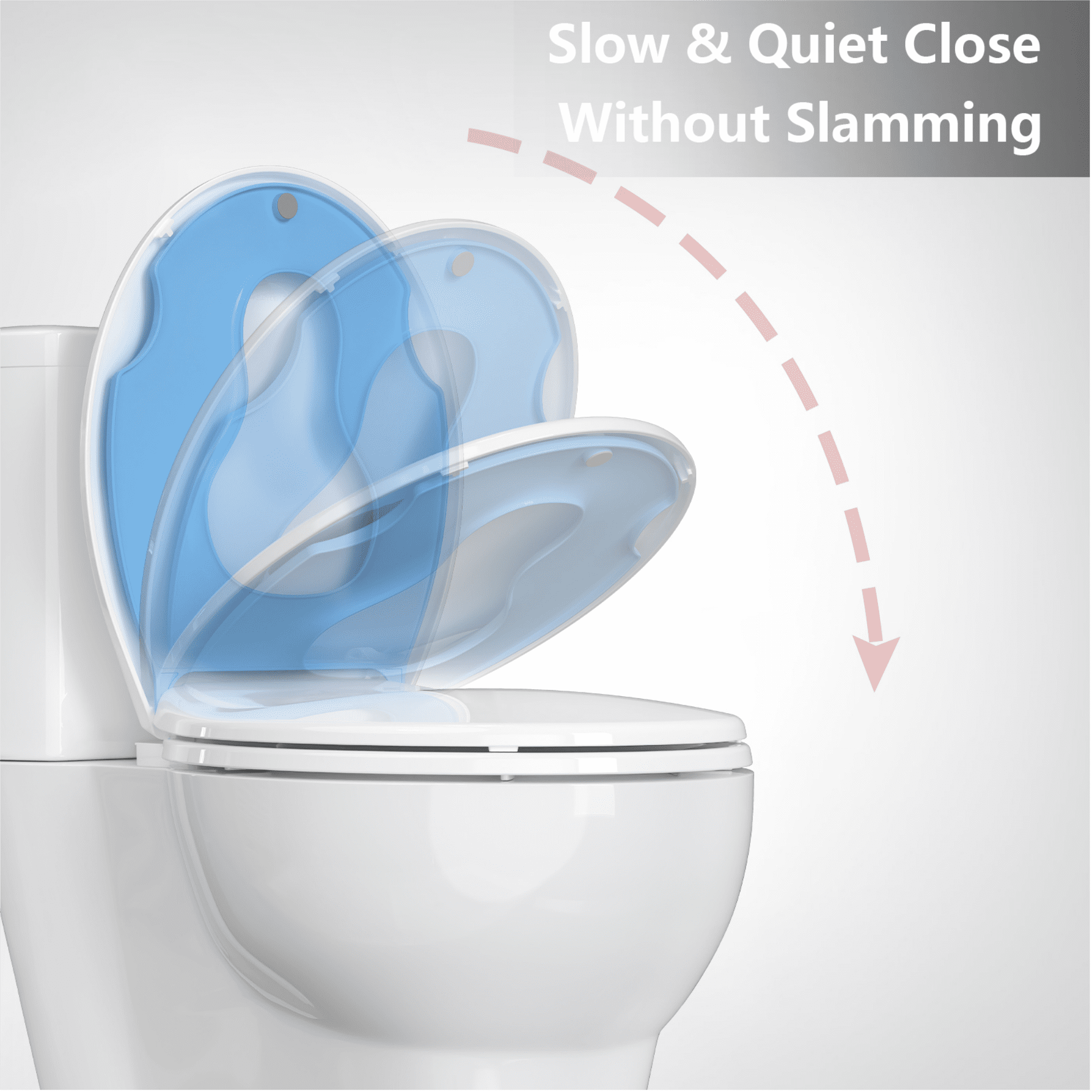 Toilet Seat with Toddler Potty Training Seat Built-In, for Both Child & Adult, Potty Training Seat, No Wiggle and Easy to Install, 17" Round Detachable Toddler Seat for Longtime Usage, Blue