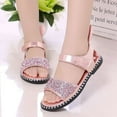 thumbnail image 5 of NOKIO Girls' Sparkly Sandals Girls' Platform Sandals Girls' Strappy Sandals Toddler Little Girl Dress Sandals Shoes Casual Slip On Ballet Flat Sequins Princess Shoes Girls' Cute Sandals, 5 of 9
