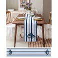 thumbnail image 6 of Hokiten Table Runners 72 Inches Long Dress Scarves, Ocean Fish Farmhouse Kitchen/Dining Table Runner, Coffee Tablerunners, Watercolor Navy Blue Aqua Stripe Modern 13x72 Inch, 6 of 7
