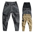 thumbnail image 4 of Fusipu Elastic Waist Button Fly Ankle-Length Man Pants Multi Pockets Mid-Rise Men Cargo Pants for Mountain Climbing, 4 of 8