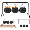 thumbnail image 2 of HUGFEGWE Witches Cauldron Witches Cauldron Set of 3 Mini Cauldron on Rack Black Plastic Witches Cauldron Halloween Candy Bowl Bucket for Halloween Party Hocus Pocus Decor CJB91-130031, 2 of 9