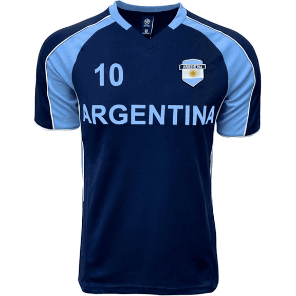 J4K Argentina Flag Soccer Jersey #10, Polyester, Blue, YS-XXL, 1-Pack