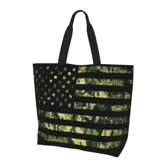 Yiaed American Flag Camo Print Handbag for Women Tote Purse Shoulder Bag Large Fashion Hobo Purse Handbag Shopping Tote