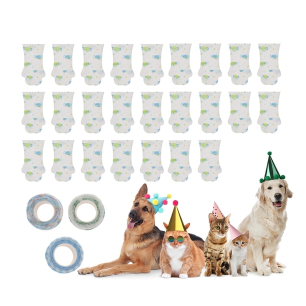 Cubiertas desechables para pies de perro de Navidad Unique Bargains, protectores de patas impermeables, zapatos para perros antideslizantes para interiores y exteriores, grandes, 5 sets, 20 piezas