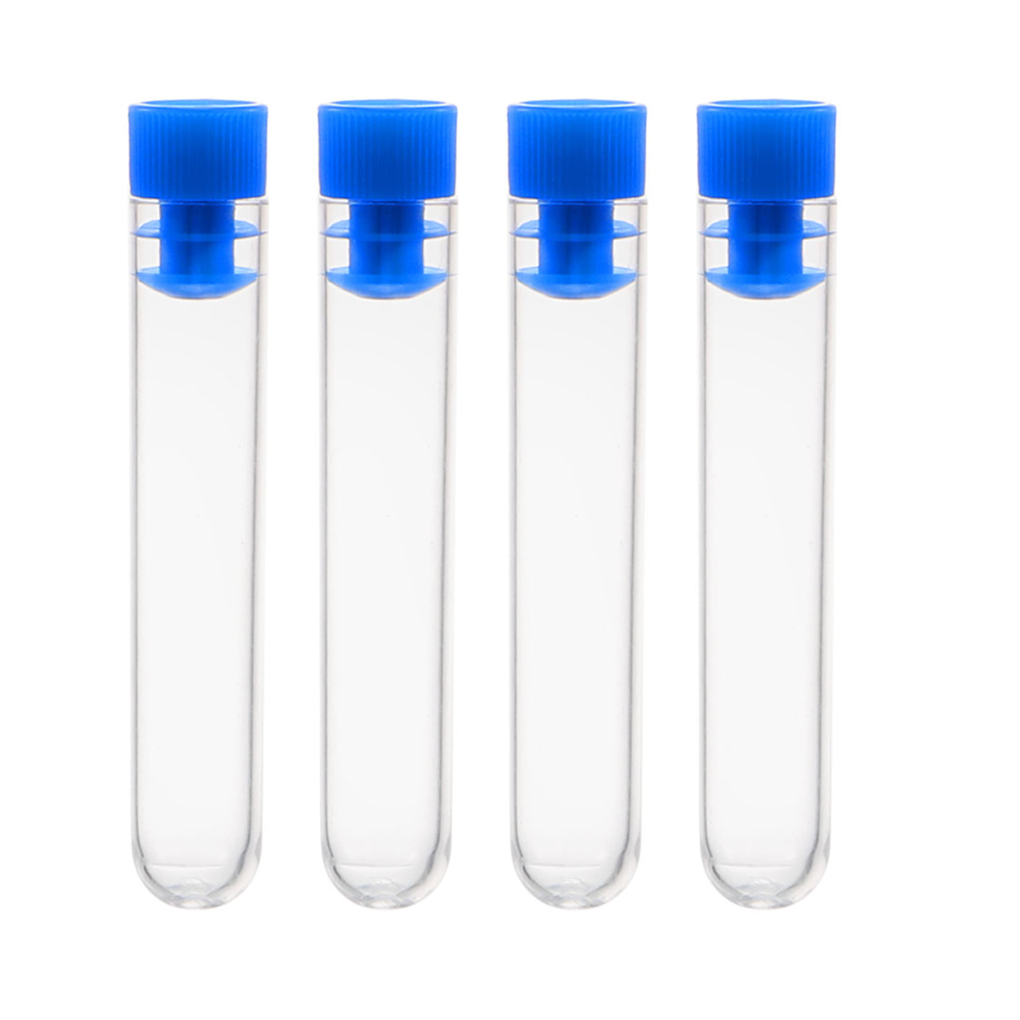 uxcell 30 Pcs Centrifuge Test Tubes Round Bottom Polystyrene with Blue Cap 12 x 60mm 