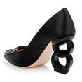 thumbnail image 4 of FSJ Women Comfort Chain High Heel Slip On Pumps Pointed Closed Toe Sparkly Rhinestone Studded Jewel Buckle Office Wedding Shoes Size 8 Black, 4 of 4
