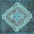 thumbnail image 1 of Ahgly Company Indoor Square Medallion Light Blue Traditional Area Rugs, 7' Square, 1 of 4