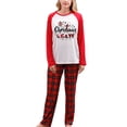 thumbnail image 2 of DDSBABAY Christmas Family Pajamas Matching Set, Long Sleeve Letters Print T-shirt with Plaid Pants Sleepwear Loungewear, 2 of 10