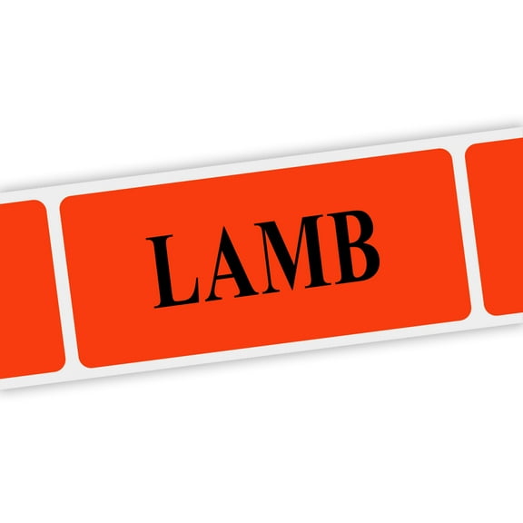 Specialty Printing Lamb Grabber Label Dayglo Red with Black Print, 1.375" x 3/4" | 1000/Roll