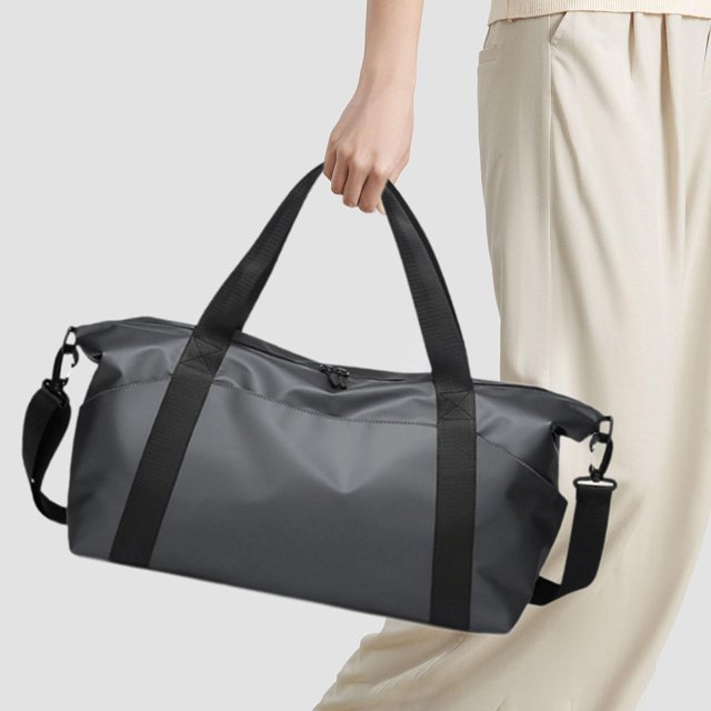 Bolsa de gimnasio DYNWAVEMX Bolsa de viaje de lona Oxford Multiusos Moderna para artículos de tocador Gris