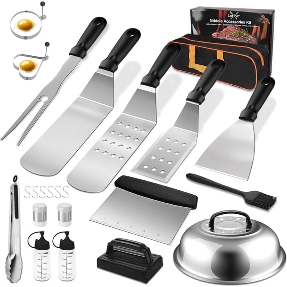 Monteka Blackstone Griddle Accessories Kit, 23Pcs Grilling Accessories Set for Camp Chef, Flat Top Griddle Accessories with Scraper, Spatula, Basting Cover, Outdoor Grill Tools