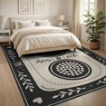 thumbnail image 3 of ODIKA 8'x10' Washable Area Rug Black Cream Geometric and Floral Design Elegance Rectangular Accent with Symmetrical for Living Room, Under Sectional, Family , Durable, Non-Slip, 3 of 7