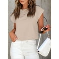 thumbnail image 7 of Womens Short Sleeve Cropped T-shirts Summer Rolled Dolman Sleeve Crop Tops Casual Round Neck Solid Short Basic Tees, 7 of 7