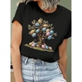 thumbnail image 2 of Women's Easter Egg Tree Graphic T-Shirt - Casual Crew Neck, Short Sleeve, Polyester Blend, Machine Washable, Vibrant Spring/Summer Top Tee For Adult, Men, Women, Teen, Teenager, Adolescent, Youth., 2 of 8