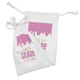 thumbnail image 2 of Lettering Fabric Pouch Set of 2, You Are the Glaze to My Donut Message Love Romantic Celebration, Small Drawstring Bag for Toiletries Masks and Favors, 9" x 6", Magenta and White, by Ambesonne, 2 of 2