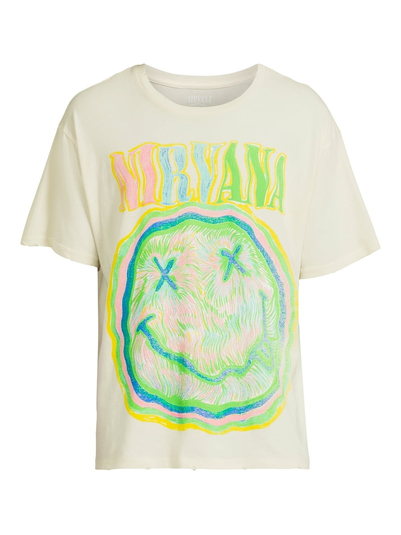 Nirvana Men's Graphic Rock Tee, Short Sleeve, XS-3XL, Cotton Blend