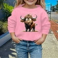 thumbnail image 2 of lnmuld Hoodies for Teens Solid Color Girls' Autumn and Winter Cute Cow Print Round Neck Long Sleeve Casual Hoodless Sweatshirt Size:3-4 Years, 2 of 4