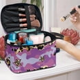 thumbnail image 5 of HELLHERO Travel Organizer with Brush Slots Make up Cosmetic Bags Wide-open Travel Make Up Organizer for Cosmetics & Toiletries Purple Leopard Camo, 5 of 6