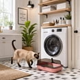 thumbnail image 5 of Semi Enclosed Cat Litter Box High Wall Kitten Litter Pan with Scoop Spacious Cat Toilet Low Entry Kitty Litter Tray Pink Plastic, 5 of 7