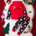 thumbnail image 4 of GYRATEDREAM Toddler Girls Christmas Outfit Kids Hoodie Sweatsuit Merry Christmas Reindeer Sweatshirt Pants 2PCS Fall Winter Outfits Set for 5-6Y Red, 4 of 9