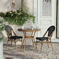 thumbnail image 3 of BizChair Indoor/Outdoor Commercial Bistro 31.5" Table, Black Textilene, Glass Top, Bamboo Print Aluminum Frame in Natural, 3 of 10