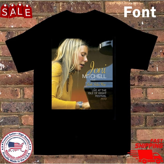 Rare Joni Mitchell Live at the Isle of Wight 1970 Black T Shirt All Size