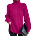 thumbnail image 1 of Sexy Dance Chandails pour Femmes à Manches Longues, Col Roulé, Chandails Tricotés, Chandail Décontracté, Tricot Épais, Rose Rouge, m, 1 of 2