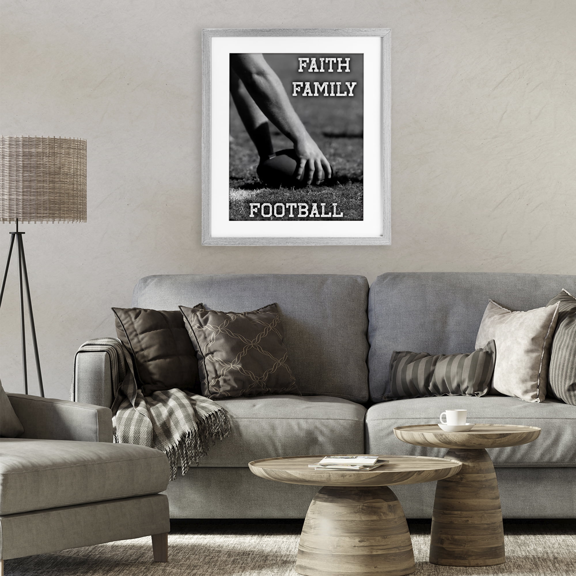 Stupell Industries Faith Family Football Hike Gray Framed Print Under Glass, design by Marcus Prime