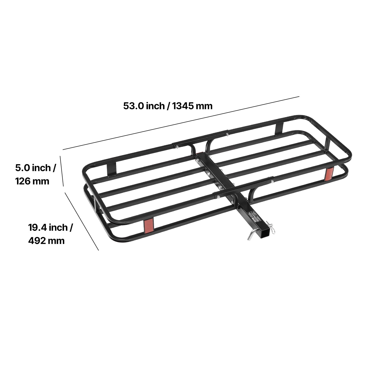 VEVOR 53" x 19" x 5", Hitch Cargo Carrier, 500 lbs Capacity Hitch Cargo Carrier with Hitch Stabilizer & Ratchet Straps